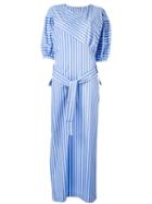 Ermanno Scervino - Oversized Striped Belted Dress - Women - Cotton - 40, Blue, Cotton
