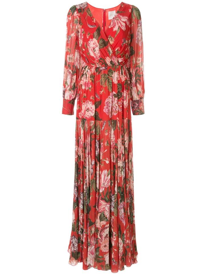 Ingie Paris Floral Wrap Long Dress - Red