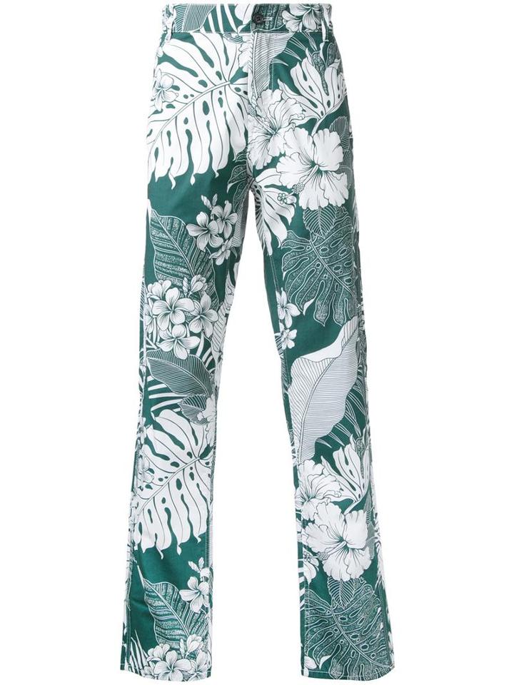 No21 Hawaiian Print Trousers, Men's, Size: 48, Green, Cotton