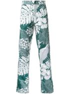 No21 Hawaiian Print Trousers, Men's, Size: 48, Green, Cotton