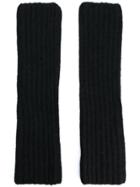 Ermanno Ermanno - Ribbed Fingerless Gloves - Women - Polyamide/angora/wool - One Size, Black, Polyamide/angora/wool