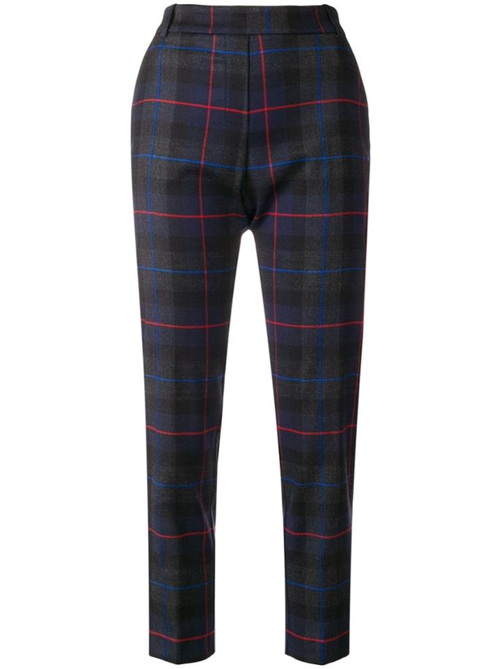 Kiltie Grid Check Slim Trousers - Blue