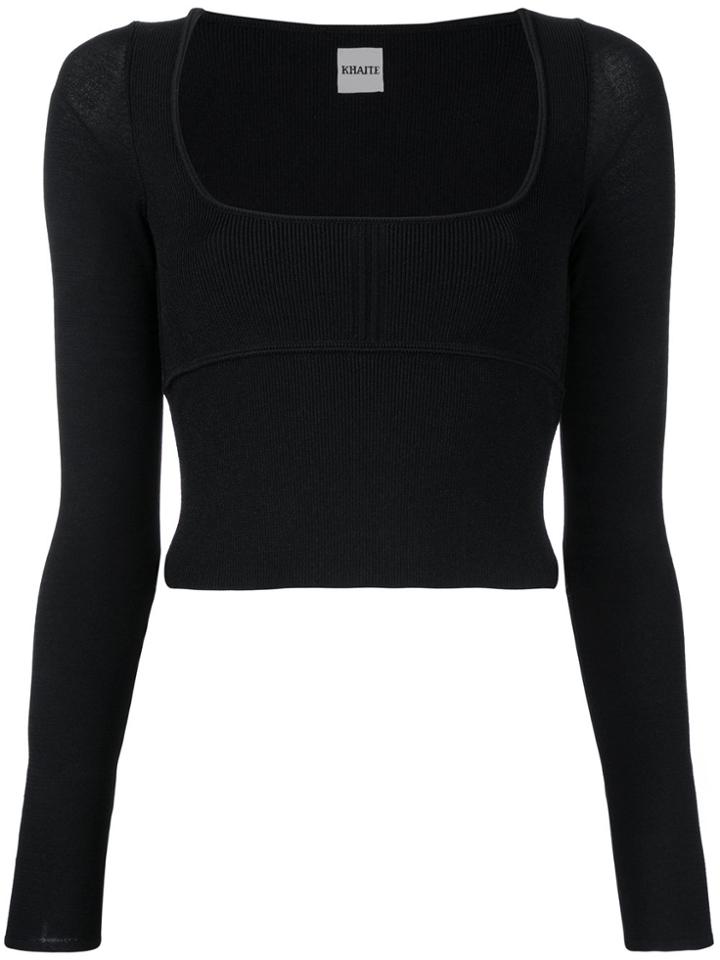 Khaite Cropped Emannuelle Top - Black