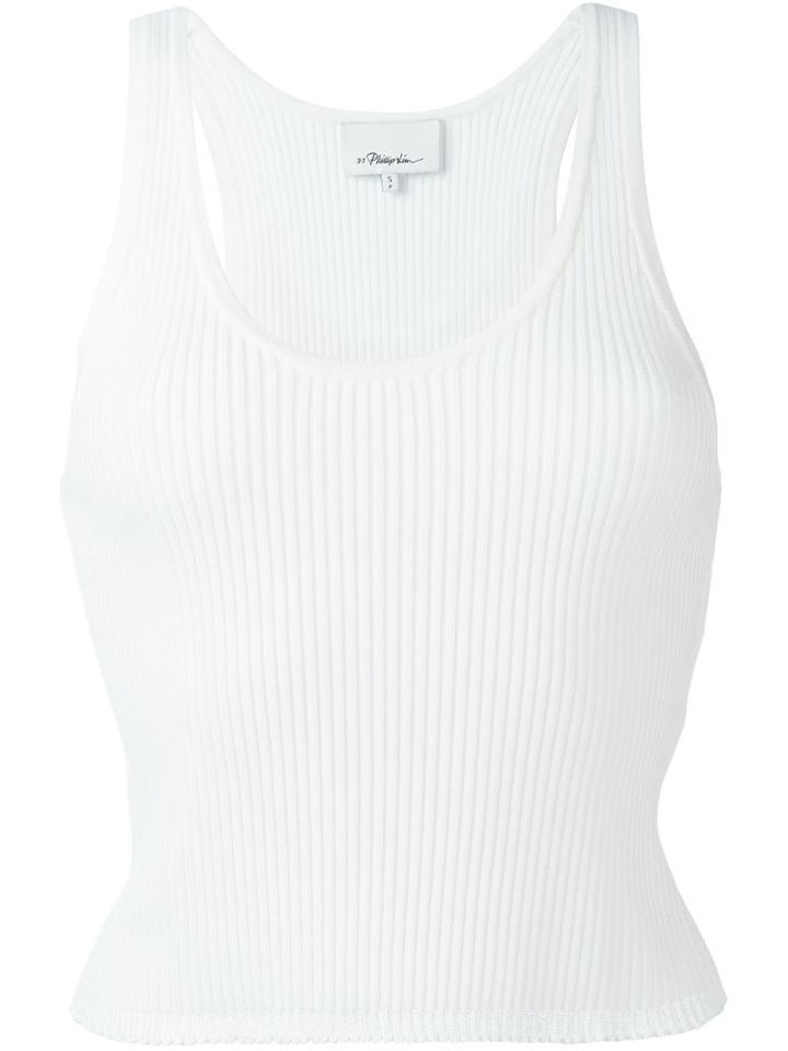 3.1 Phillip Lim Ribbed Knit Tank Top, Women's, Size: Small, White, Spandex/elastane/viscose/wool