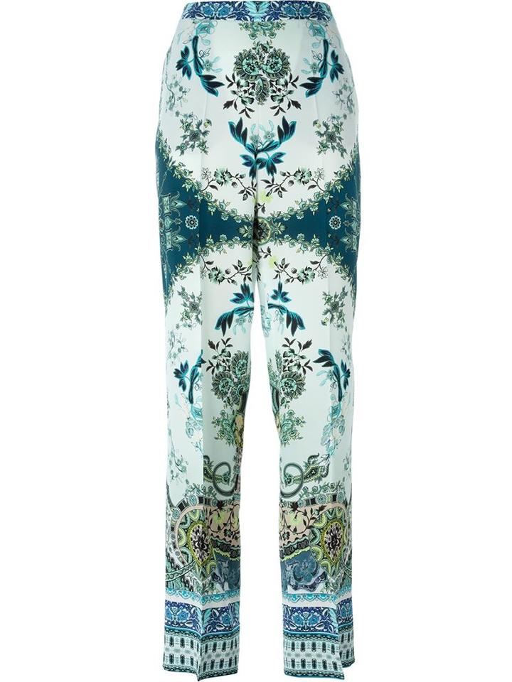 Etro Printed Silk Trousers, Women's, Size: 42, Blue, Silk