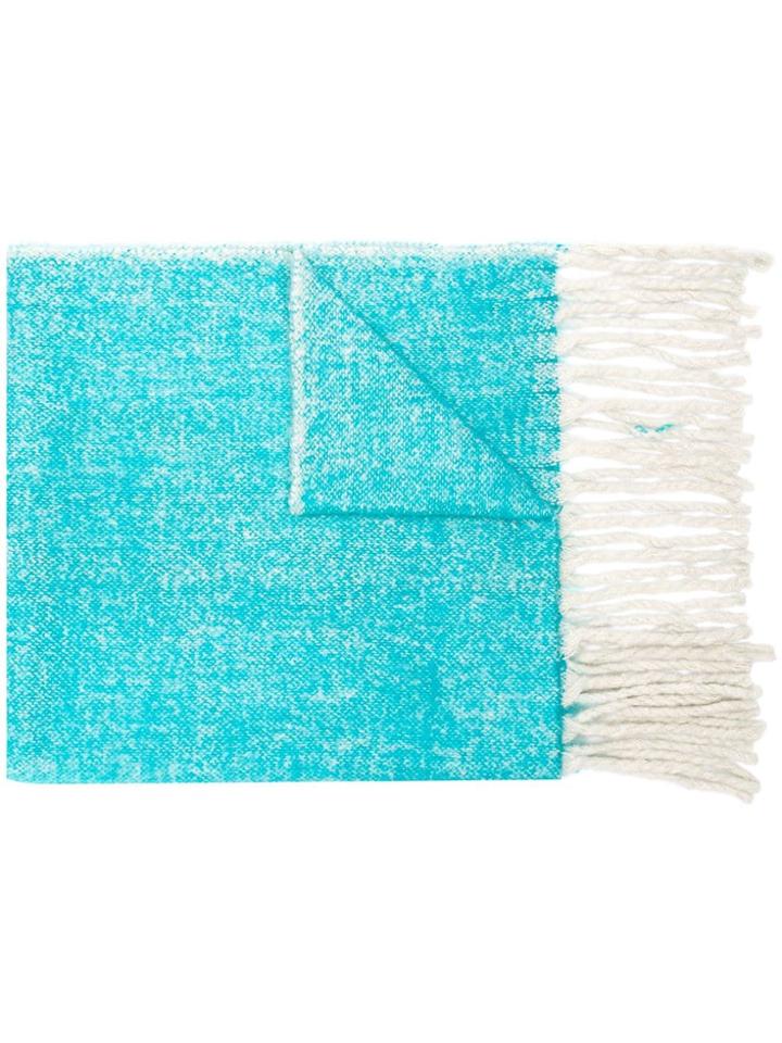 Closed Woven Tassel Scarf - Blue