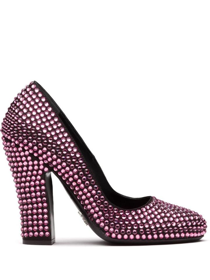 Prada Crystal Embellished Pumps - Pink