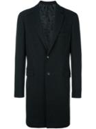 Etro Classic Single Breasted Coat, Men's, Size: 52, Black, Silk/acetate/viscose/wool