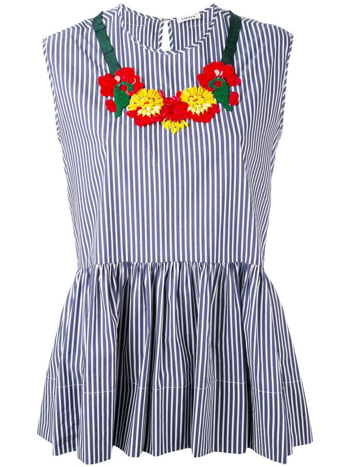 P.a.r.o.s.h. - Embroidered Peplum Top - Women - Cotton/polyamide - M, Women's, White, Cotton/polyamide