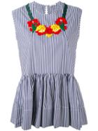 P.a.r.o.s.h. - Embroidered Peplum Top - Women - Cotton/polyamide - M, Women's, White, Cotton/polyamide