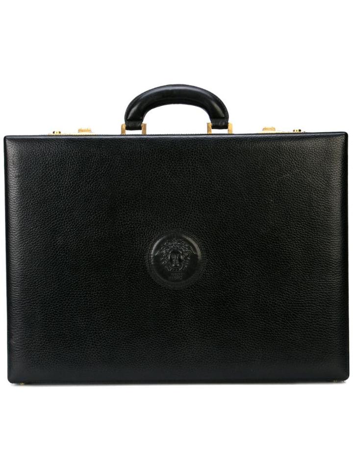 Versace Pre-owned Logo Embossed Briefcase - Black