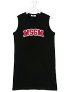 Msgm Kids Teen Sequin Logo T-shirt Dress - Black