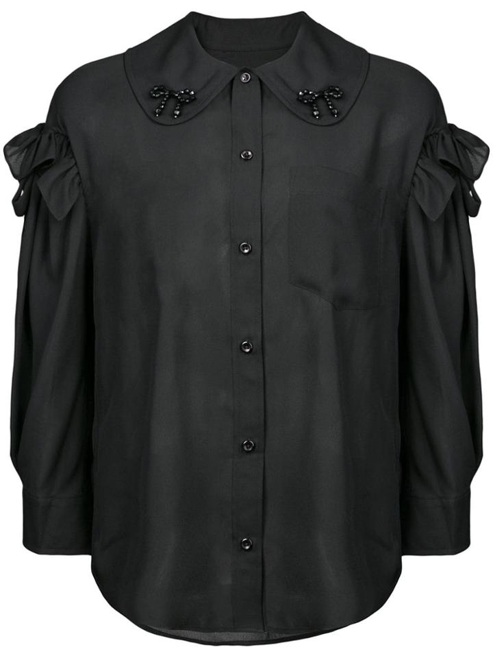 Simone Rocha Ruffle Sleeve Embellished Shirt - Black