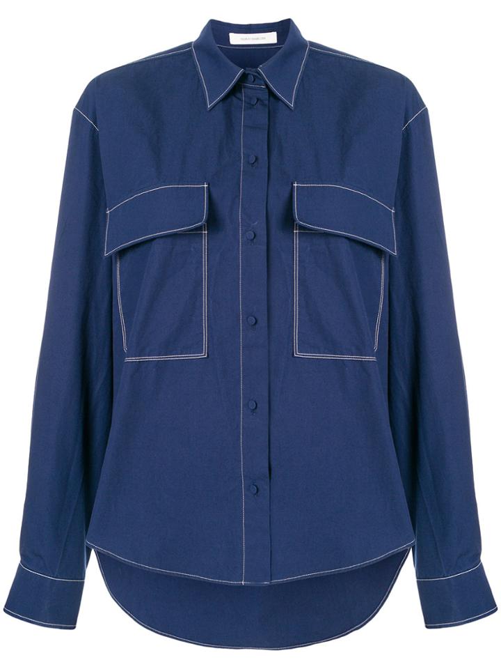 Cédric Charlier Flap Pockets Loose Shirt - Blue