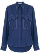 Cédric Charlier Flap Pockets Loose Shirt - Blue