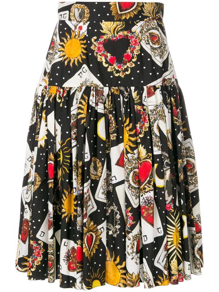 Dolce & Gabbana Gonna Card Print Skirt - Black