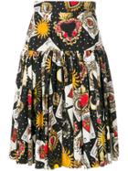 Dolce & Gabbana Gonna Card Print Skirt - Black