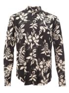 Saint Laurent Hawaiian Print Shirt, Men's, Size: 41, Black, Cotton/viscose