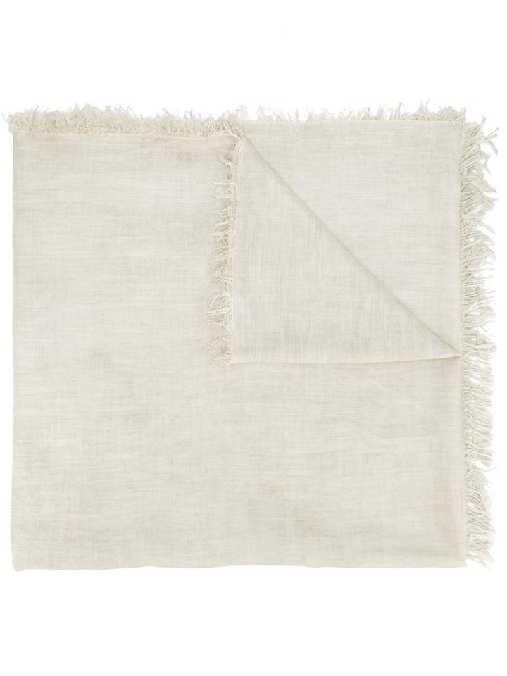 Eleventy - Fringed Scarf - Women - Polyester/viscose - One Size, Nude/neutrals, Polyester/viscose