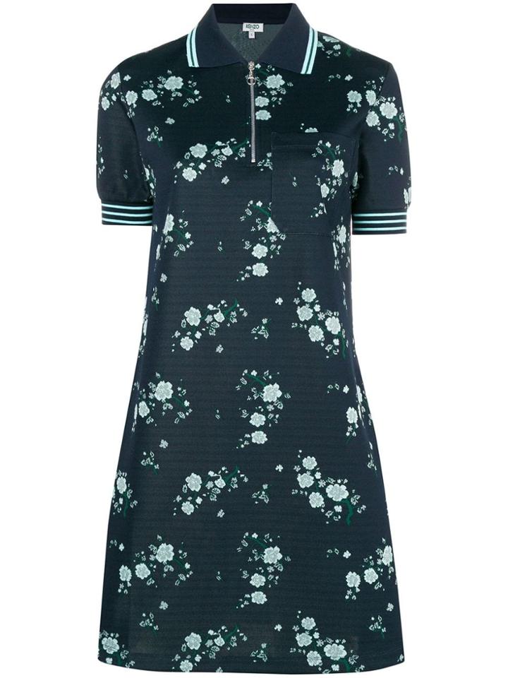 Kenzo Floral Print T-shirt Dress - Blue