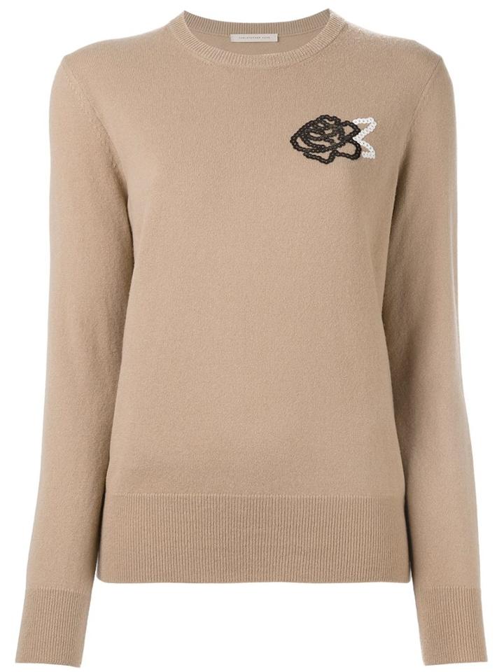 Christopher Kane Floral Sequin Jumper, Women's, Size: Medium, Nude/neutrals, Wool