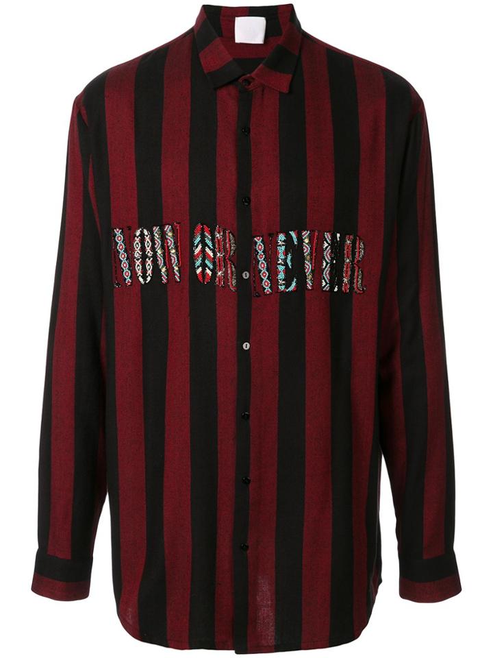 Alchemist Slogan Embroidered Stripe Shirt