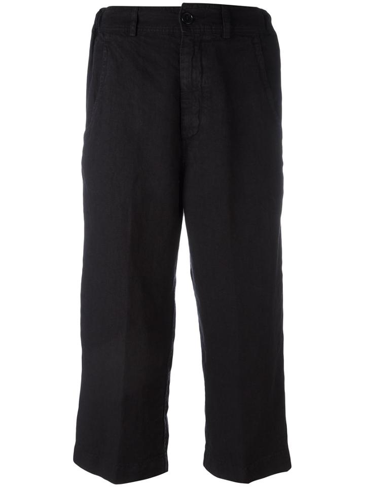 Aspesi Loose Cropped Trousers, Women's, Size: 46, Black, Linen/flax