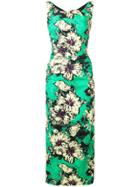 Miu Miu Floral Print Fitted Dress - Green