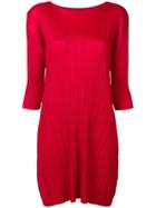Pleats Please By Issey Miyake Three-quarter Sleeved Dress - Red