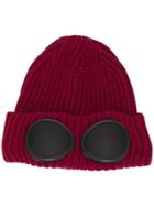 Cp Company Knitted Goggle Beanie - Red