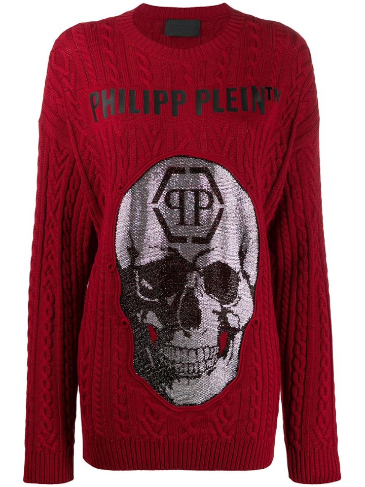 Philipp Plein Skull Pullover - Red