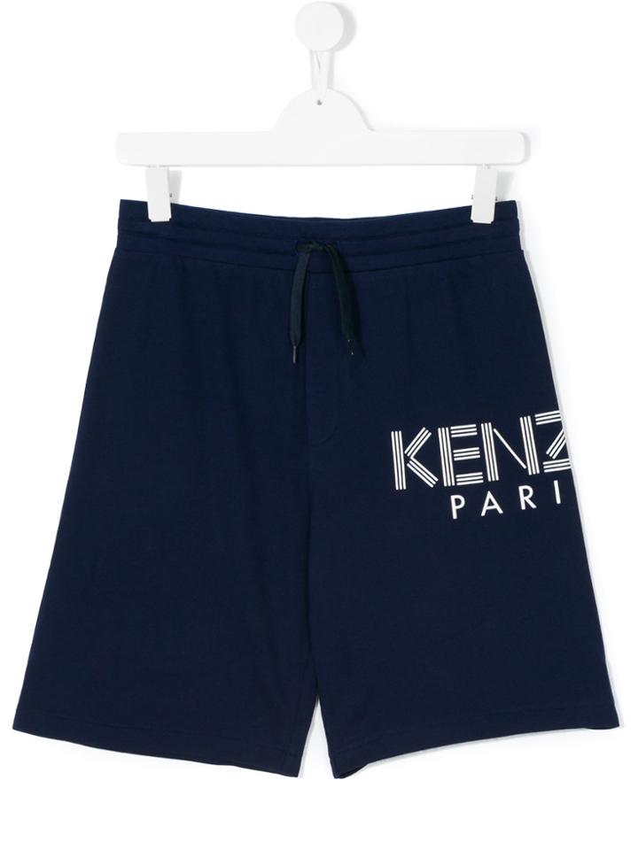 Kenzo Kids Logo Print Drawstring Shorts - Blue