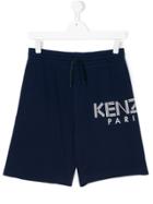 Kenzo Kids Logo Print Drawstring Shorts - Blue