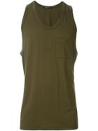 T By Alexander Wang Chest Pocket Tank Top, Men's, Size: S, Green, Cotton