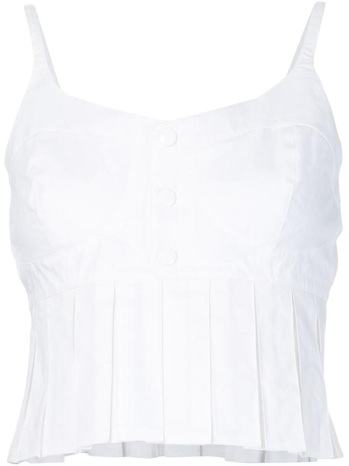 Julien David Pleated Bustier Top, Women's, Size: Small, White, Cotton