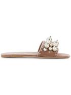Miu Miu Pearl-embellished Sandals - Nude & Neutrals