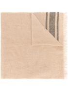 Brunello Cucinelli - Striped Detail Frayed Scarf - Men - Polyamide/cashmere/alpaca - One Size, Brown, Polyamide/cashmere/alpaca