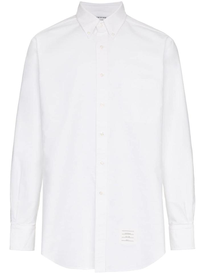 Thom Browne Buttoned Collar Fitted Shirt - White