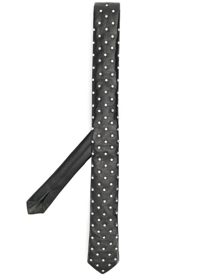 Saint Laurent Crystal Embellished Neck Tie - Black