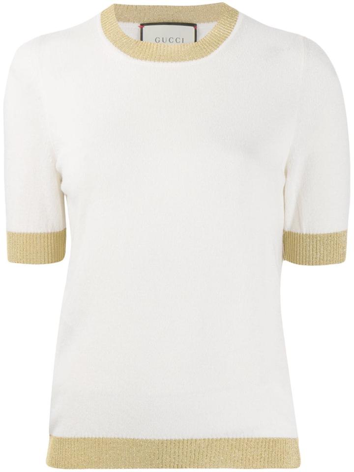 Gucci Lurex Trim Knitted Top - Neutrals