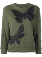 Alexander Mcqueen Moth Embroidered Sweatshirt, Women's, Size: 42, Green, Cotton/polyester/viscose