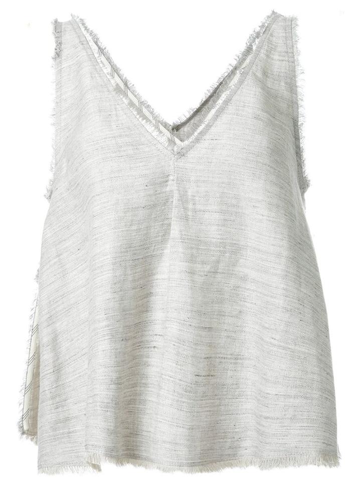 Le Ciel Bleu Frayed A-line Top