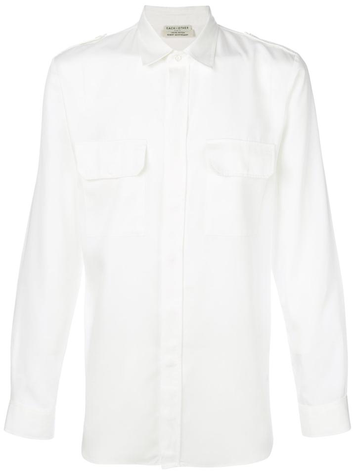 Each X Other Text Print Long Sleeve Shirt - White