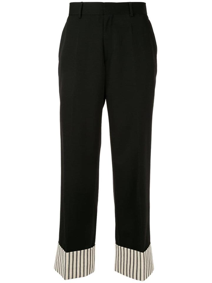 Sean Suen Striped Cuff Trousers - Black