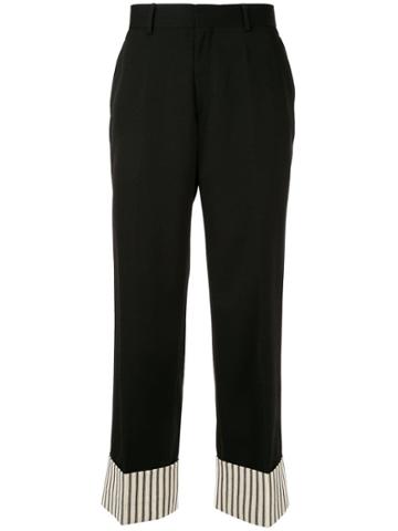 Sean Suen Striped Cuff Trousers - Black