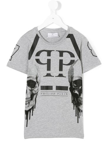Philipp Plein Junior - Printed T-shirt - Kids - Cotton - 10 Yrs, Grey