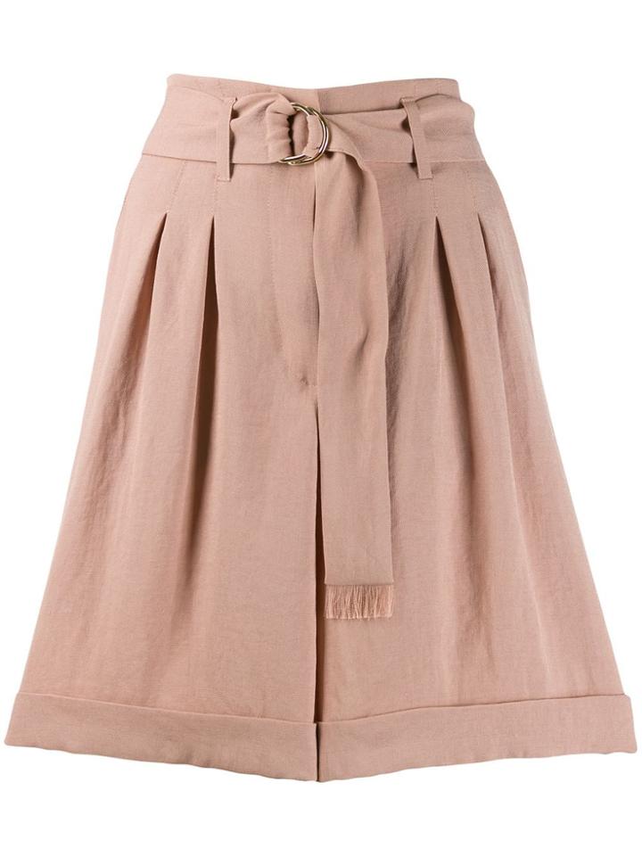 Nanushka Belted Wide Leg Shorts - Brown