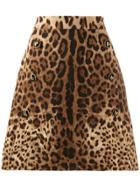 Dolce & Gabbana Leopard Print A-line Skirt - Neutrals