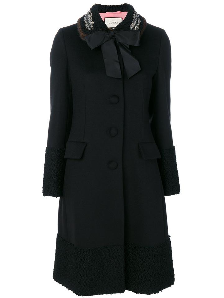 Gucci - Single Breasted Coat - Women - Silk/mink Fur/polyamide/wool - 44, Black, Silk/mink Fur/polyamide/wool