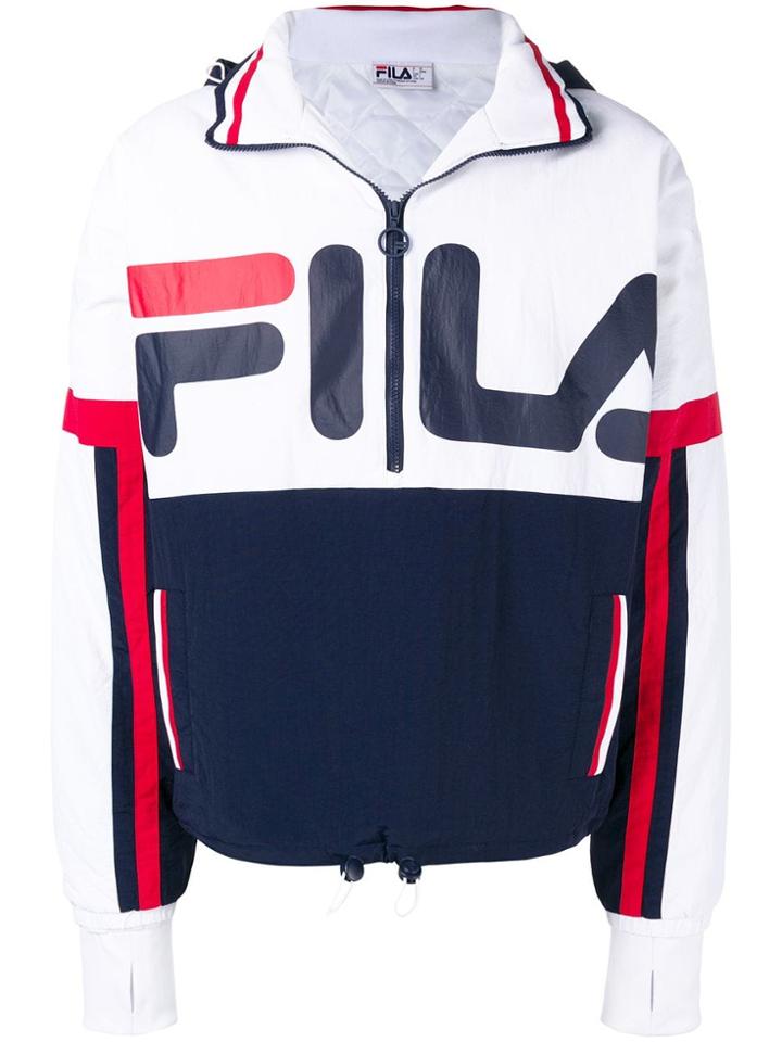 Fila Logo Print Hooded Jacket - White